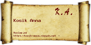 Kosik Anna névjegykártya
